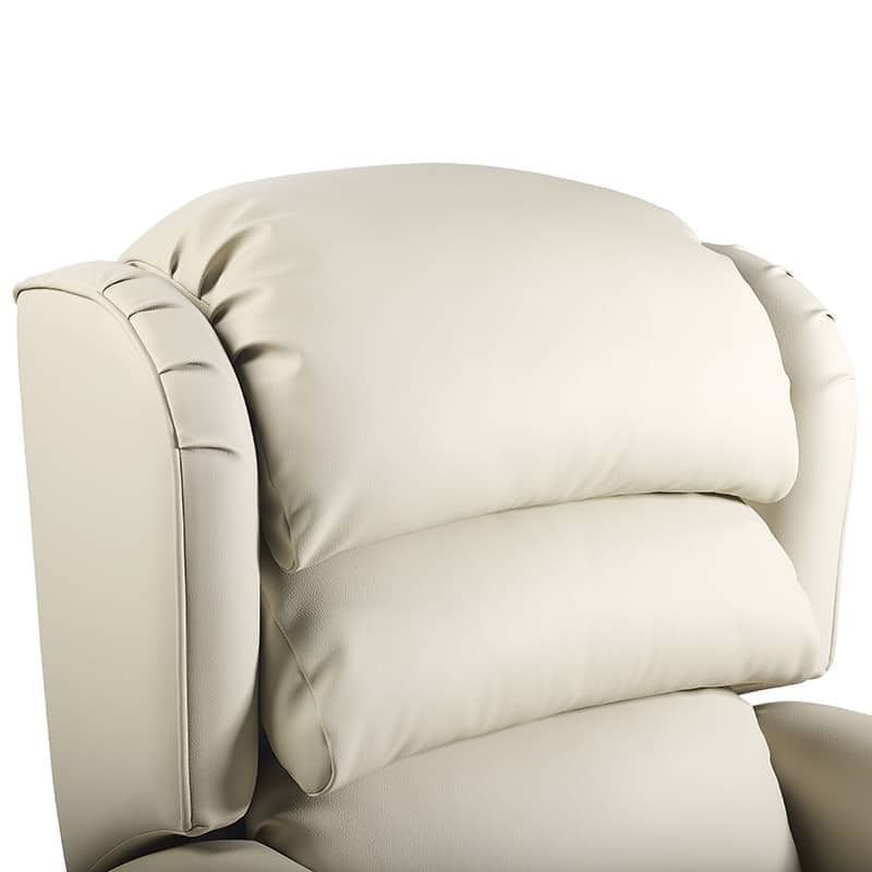 Close-up of the upholstered wing and stitching