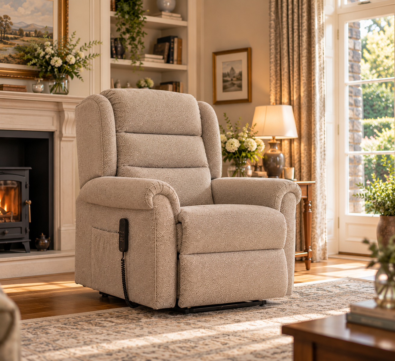 A Hartwell Living riser recliner styled in a welcoming living room