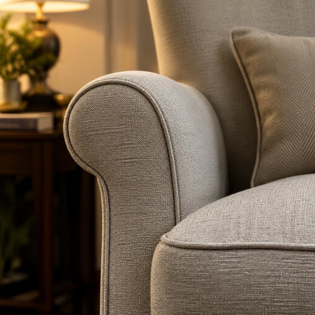 Close-up of upholstery texture and piping